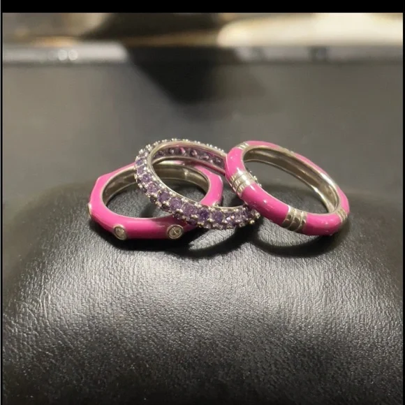 Enamel sterling silver stackable rings size 7 - Picture 1 of 6